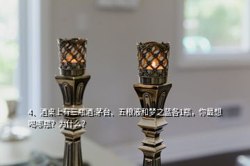 4、酒桌上有三瓶酒:茅台、五粮液和梦之蓝各1瓶，你最想喝哪瓶？为什么？