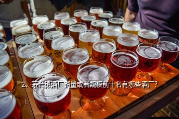 2、茅台镇酒厂销量或者规模前十名有哪些酒厂？