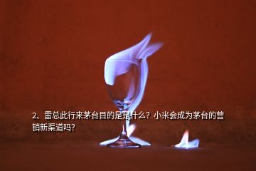 2、雷总此行来茅台目的是是什么？小米会成为茅台的营销新渠道吗？