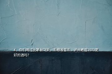 4、你们喝过比茅台飞天，五粮液普五，泸州老窖1573更好的酒吗？