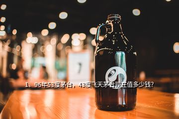 1、96年53度茅台，43度飞天茅台现在值多少钱？