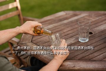 1、贵州茅台、国酒茅台从6月30日起不在是国酒茅台商标™了，你们觉得茅台酒改什么名字合适？