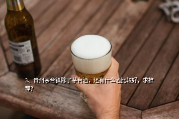 3、贵州茅台镇除了茅台酒，还有什么酒比较好，求推荐？