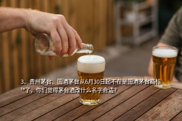 3、贵州茅台、国酒茅台从6月30日起不在是国酒茅台商标™了，你们觉得茅台酒改什么名字合适？