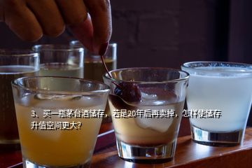 3、买一瓶茅台酒储存，若是20年后再卖掉，怎样使储存升值空间更大？