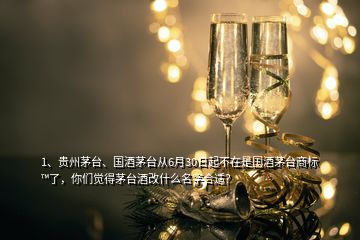 1、贵州茅台、国酒茅台从6月30日起不在是国酒茅台商标™了，你们觉得茅台酒改什么名字合适？