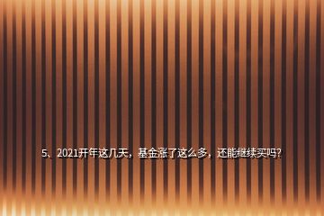 5、2021开年这几天，基金涨了这么多，还能继续买吗？