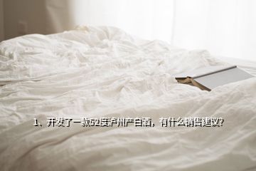 1、开发了一款52度泸州产白酒，有什么销售建议？