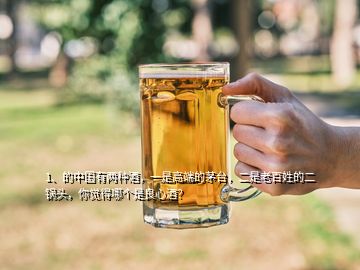 1、的中国有两种酒，一是高端的茅台，二是老百姓的二锅头，你觉得哪个是良心酒？