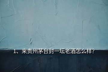 1、来贵州茅台封一坛老酒怎么样？