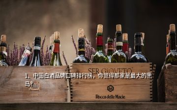 1、中国白酒品牌口碑排行榜，你觉得那家是最大的黑马？