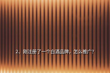 2、刚注册了一个白酒品牌，怎么推广？