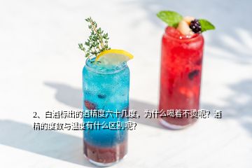 2、白酒标出的酒精度六十几度，为什么喝着不烫呢？酒精的度数与温度有什么区别呢？