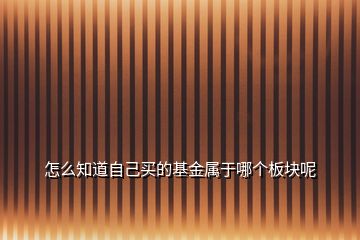 怎么知道自己买的基金属于哪个板块呢