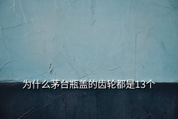 为什么茅台瓶盖的齿轮都是13个