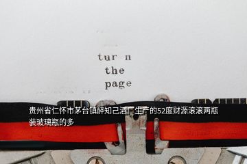 贵州省仁怀市茅台镇醉知己酒厂生产的52度财源滚滚两瓶装玻璃瓶的多