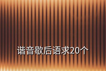 谐音歇后语求20个