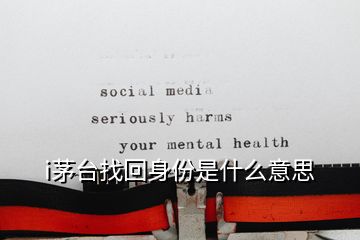 i茅台找回身份是什么意思