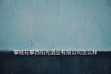 攀枝花攀西阳光酒业有限公司怎么样