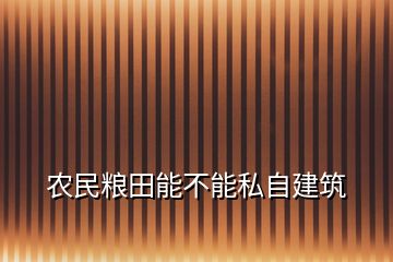 农民粮田能不能私自建筑