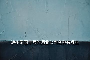 泸州带国字号的酒业公司名称有哪些