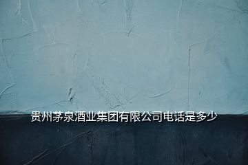 贵州茅泉酒业集团有限公司电话是多少