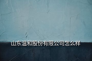 山东温和股份有限公司怎么样