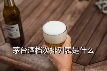 茅台酒档次排列表是什么