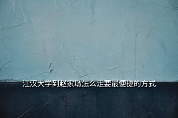 江汉大学到赵家墩怎么走要最便捷的方式