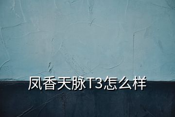 凤香天脉T3怎么样