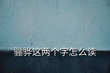 骊骅这两个字怎么读