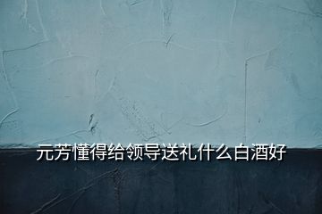 元芳懂得给领导送礼什么白酒好