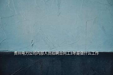 贵州电力公司内部人员招聘合同工3年是做什么工作