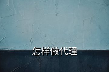 怎样做代理