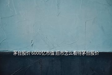 茅台股价 6000亿市值 后市怎么看待茅台股价