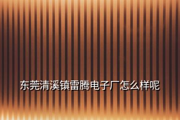 东莞清溪镇雷腾电子厂怎么样呢