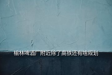 榆林啤酒厂附近除了高铁还有啥规划