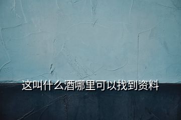 这叫什么酒哪里可以找到资料