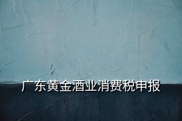 广东黄金酒业消费税申报