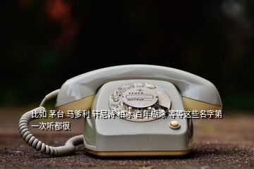 比如 茅台 马爹利 轩尼诗 相冰 百年糊涂 等等这些名字第一次听都很