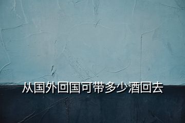 从国外回国可带多少酒回去