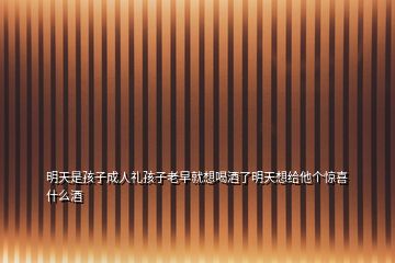 明天是孩子成人礼孩子老早就想喝酒了明天想给他个惊喜什么酒