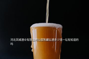 河北凤城酒业有限公司52度陈藏坛酒多少钱一坛有知道的吗