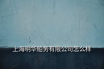 上海明华船务有限公司怎么样