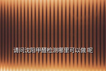 请问沈阳甲醛检测哪里可以做 呢