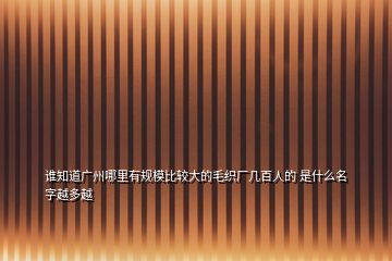 谁知道广州哪里有规模比较大的毛织厂几百人的 是什么名字越多越