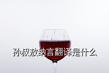 孙叔敖纳言翻译是什么