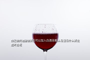 自己做的酒酿做好后可以加入白酒泡着么有没有什么好处或坏处呢