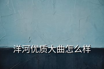 洋河优质大曲怎么样