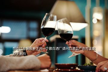 想在辽宁朝阳乡下开一个散白酒厂请问白酒生产许可证能办下来吗